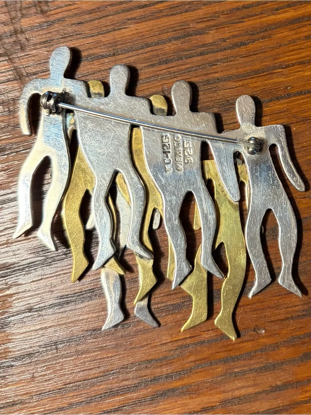 Mexican Modernist Two Tone People Brooch .925